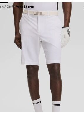J.Lindeberg White Flat-Front Golf Shorts